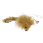 Дразнилка с мышью из натурального меха, микс цветов - Фото 2