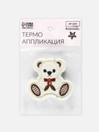 Термоаппликация «Мишка с бантиком», 5.5×6 см, бежевая 1881008 - фото 319815972
