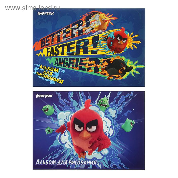 Альбом для рисования А4, 40 листов на клею Angry Birds Movie, двойной УФ-лак, блок 100г/м2, МИКС - Фото 1