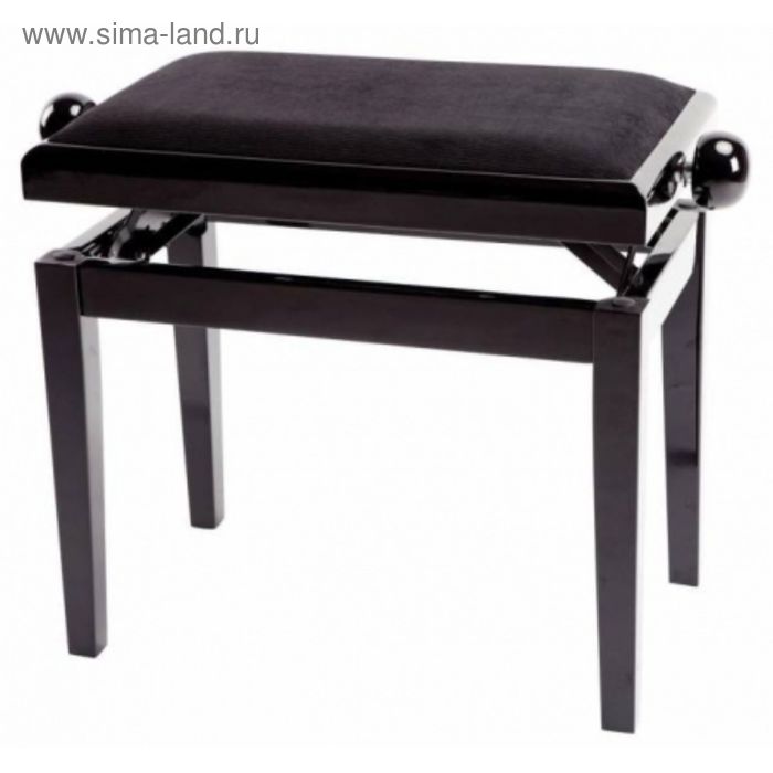 Банкетка для пианино GEWA Deluxe  черный глянец, прямые ножки, высота 45-58 см - Фото 1