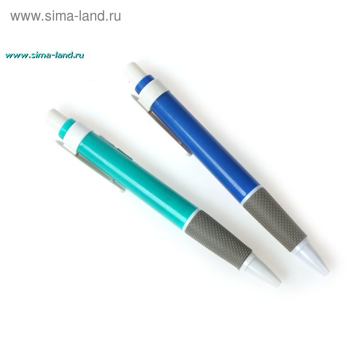 Ручка шариковая, автоматическая, с резиновым держателем, стержень синий, МИКС - Фото 1