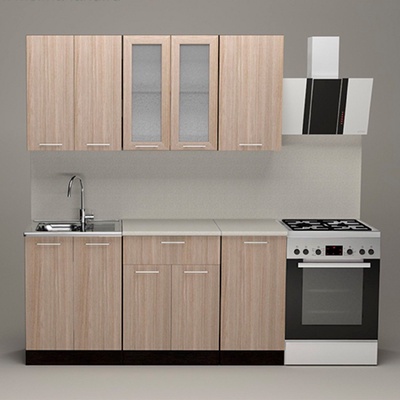 Кухонный гарнитур «Светлана стандарт», 1600×1570 мм, цвет ясень шимо светлый/венге