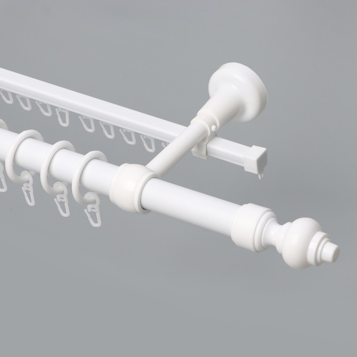 Карниз двухрядный, 180 см, d=2,8 см, цвет белый - Фото 1