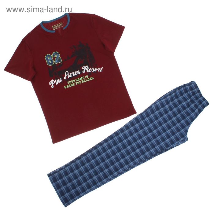 Комплект мужской (футболка, брюки) М-793-09 бордо, р-р 52 - Фото 1