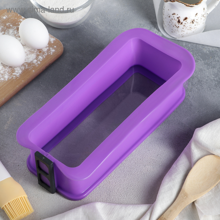 Форма силиконовая для выпечки со стеклянным дном «Прямоугольник», 28,7×13,3 см, цвет МИКС - Фото 1