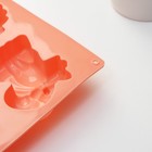 Форма для выпечки Доляна «Животные. Зоопарк», силикон, 29×17×3 см, 6 ячеек (7,5×5,5 см), цвет оранжевый - фото 4569582