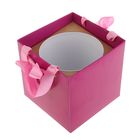 Коробка-ваза для цветов с пластиковой вставкой, 18 х 18 х 18 см, фуксия - Фото 3