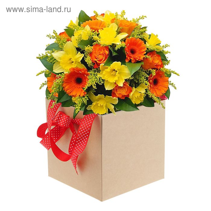 Коробка-ваза для цветов с пластиковой вставкой, 22 х 22 х 22 см - Фото 1