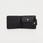 Портмоне мужское на кнопке, для карт, для монет, чёрное - Фото 3