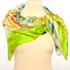 Платок текстильный женский НS1638 цвет зелёный, р-р 90х90 см - Фото 2