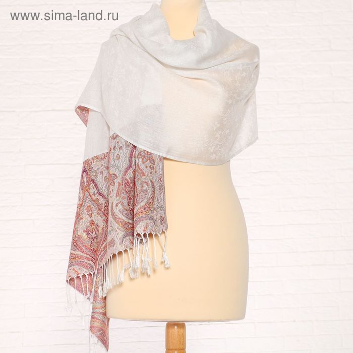 Палантин текстильный женский P3564 цвет белый, р-р 70х180 см - Фото 1