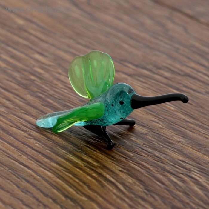 Сувенир стекло микро "Птица Колибри" 1,2х3,8х2,2 см - Фото 1