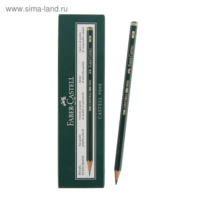 Карандаш художественный чёрнографитный Faber-Castel CASTELL® 9000 профессиональные 7B зелёный - Фото 1