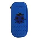 Пенал школьный на молнии синий, "Божья коровка" - Фото 1