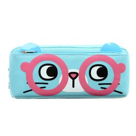 Пенал школьный, на молнии «Очки», голубой