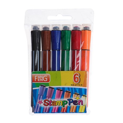 Фломастеры 6 цветов «Полоски», толстые, в блистерной упаковке, вентилируемый колпачок