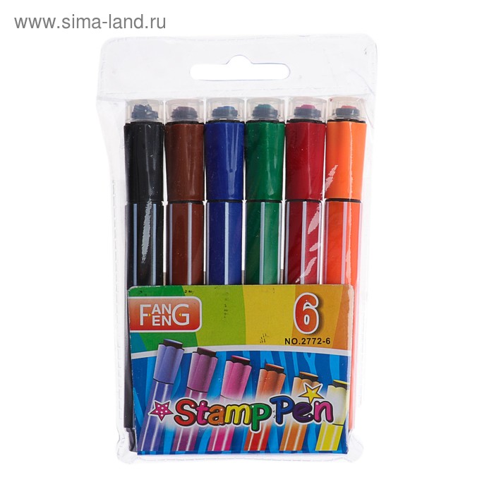 Фломастеры 6 цветов «Полоски», толстые, в блистерной упаковке, вентилируемый колпачок - Фото 1