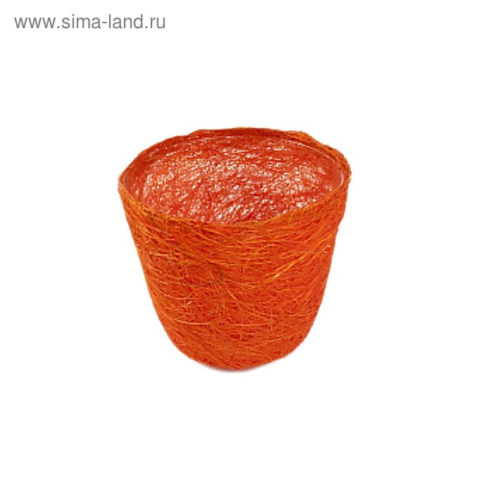 Кашпо, сизаль, круг, ярко-оранжевая 10 х 12 см - Фото 1