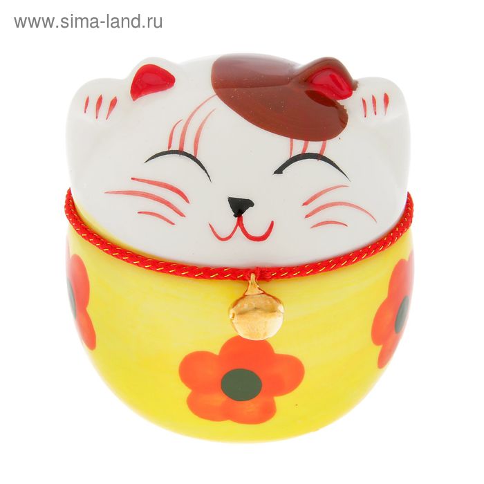 Сувенир кот копилка керамика "Манэки-нэко шарик" 9,5х8,5х8,5 см МИКС - Фото 1