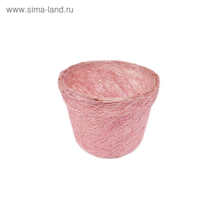 Кашпо, сизаль, круг, розовая 10 х 12 см - Фото 1