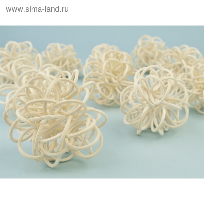 Ротанг шары-петельки, отбеленные набор 10 шт - Фото 1