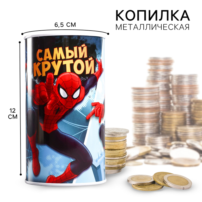 Копилка металлическая, 6,5 см х 6,5 см х 12 см 