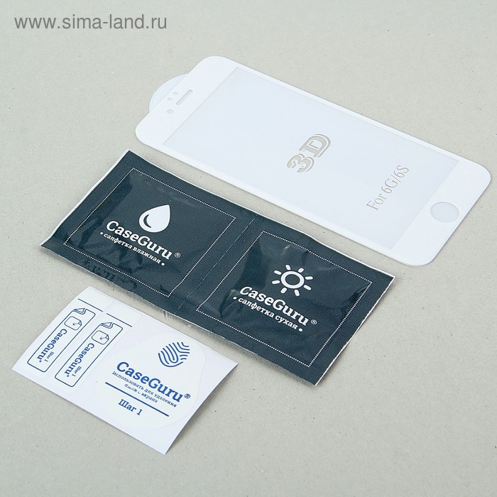 Защитное стекло 3D CaseGuru для Apple iPhone 6,6S White, 0,3 мм, белое - Фото 1