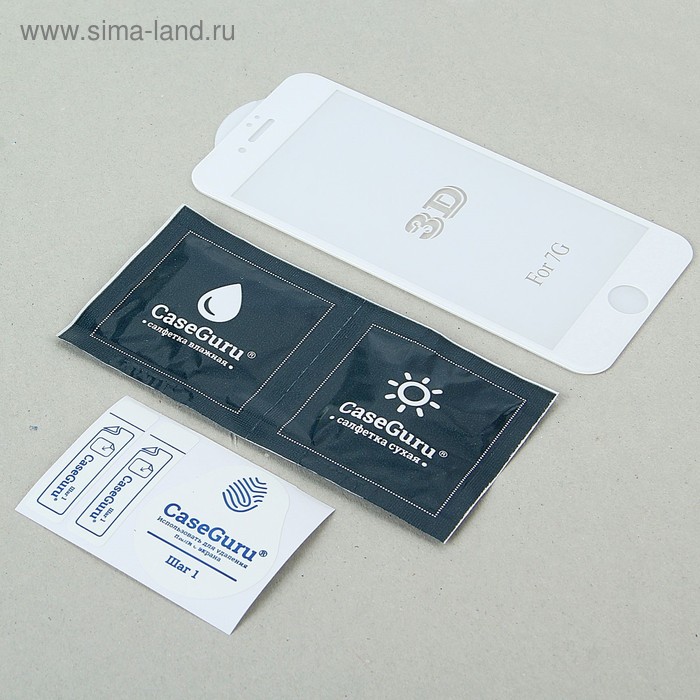 Защитное стекло 3D CaseGuru для Apple iPhone 7 White, 0.3 мм, белое - Фото 1