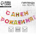 Гирлянда на ленте «С Днём Рождения!», девочке, длина 250 см - Фото 1