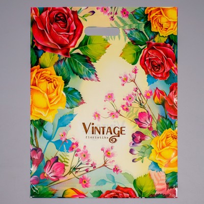 Пакет «Винтаж», полиэтиленовый с вырубной ручкой, 60 мкм, 38×47 см