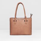 Сумка женская на молнии, 2 отдела, наружный карман, цвет тёмно-бежевый - Фото 2