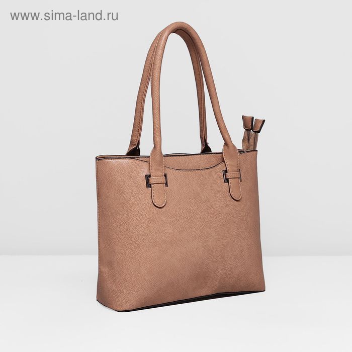 Сумка женская на молнии, 2 отдела, наружный карман, цвет тёмно-бежевый - Фото 1