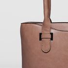 Сумка женская на молнии, 2 отдела, наружный карман, цвет тёмно-бежевый - Фото 4