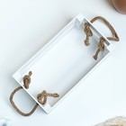 Кашпо для цветов «Двушка лайт», 24.5×13.5×9 см, деревянное, ручка - верёвка, белое - Фото 3