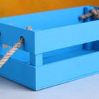 Кашпо деревянное 24.5×13.5×9 см "Двушка Лайт" реечное, ручка верёвка, голубой Дарим Красиво - фото 8315555