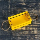 Кашпо деревянное 24.5×13.5×9 см "Двушка Лайт" реечное, ручка верёвка, жёлтый Дарим Красиво - Фото 2