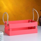 Кашпо деревянное 24.5×13.5×9 см "Двушка Лайт" реечное, ручка верёвка, розовый Дарим Красиво - фото 8538017