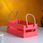 Кашпо деревянное 24.5×13.5×9 см "Двушка Лайт" реечное, ручка верёвка, розовый Дарим Красиво - Фото 2