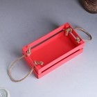 Кашпо деревянное 24.5×13.5×9 см "Двушка Лайт" реечное, ручка верёвка, розовый Дарим Красиво - Фото 3