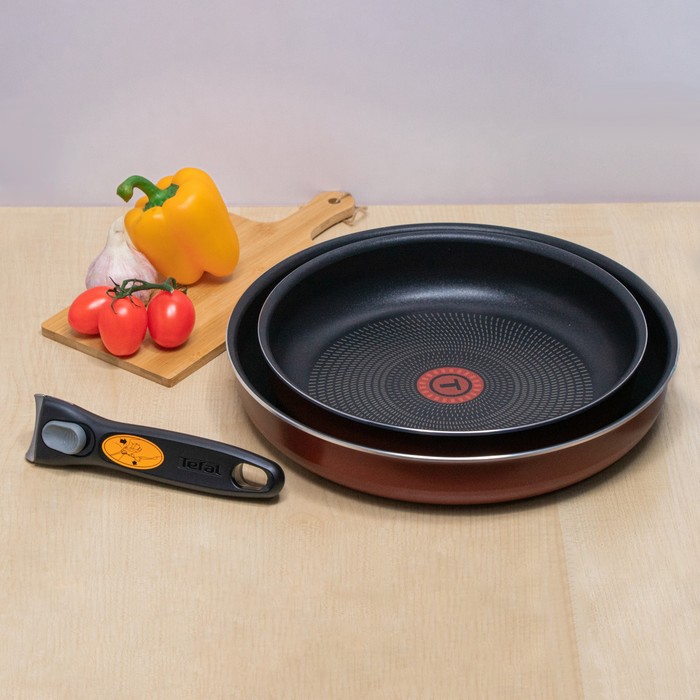 Набор посуды Tefal Ingenio red, 24/28 см, съёмная ручка - Фото 1