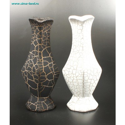 Ваза керамика кракелюр черно/белая 30 см талия