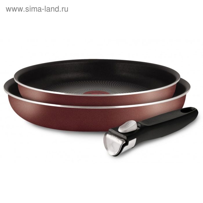 Набор посуды Tefal Ingenio red, 22/26 см, съёмная ручка - Фото 1