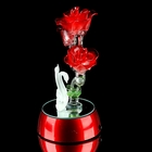 Сувенир стекло "2 лебедя с розами" свет 16,5х8,5 см - Фото 2
