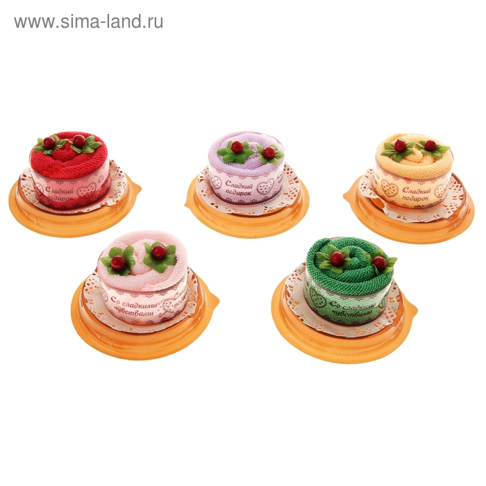 Сувенирное полотенце Пирожное 25х25 см, МИКС - Фото 1