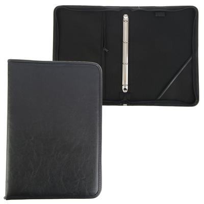 Папка деловая Calligrata «Лайт», искусственная кожа, для бумаг, для офиса, с кольцевым механизмом 4, 360×260×30 мм, чёрная