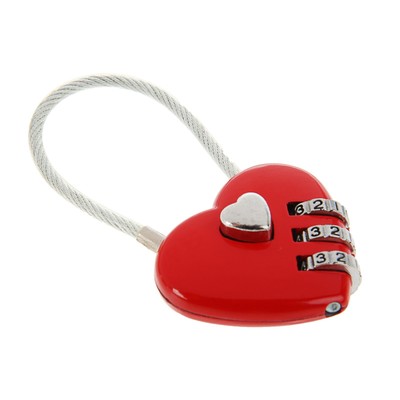 Замок навесной кодовый, «Сердце», красный