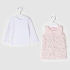 Комплект для девочки (футболка+платье без рукавов), рост 68 см, цвет белый/розовый - Фото 2