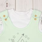 Комплект для мальчика (футболка,полукомбинезон), рост 62 см, цвет белый/светло-зелёный - Фото 3