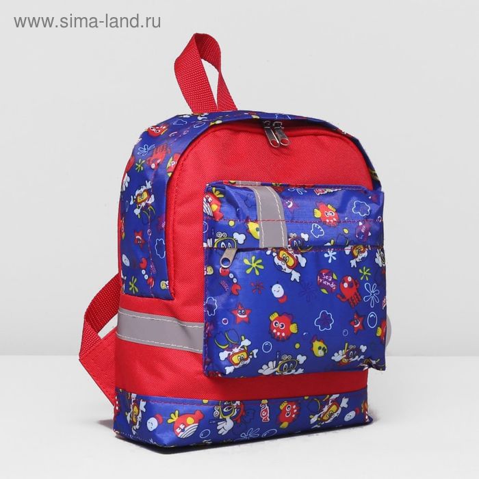 Рюкзак детский, 1 отдел, наружный карман, цвет красный/синий - Фото 1