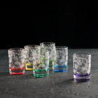 Набор стопок Рrimavera, стеклянный, 6 шт, 50 мл, гравировка, цветное дно - Фото 1